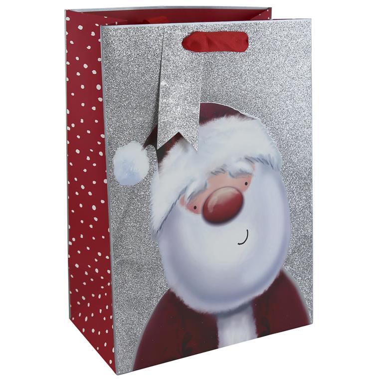 Christmas Xmas Santa Glitter Xl Bag ( 330mm x 455mm x 100mm) - Click Image to Close