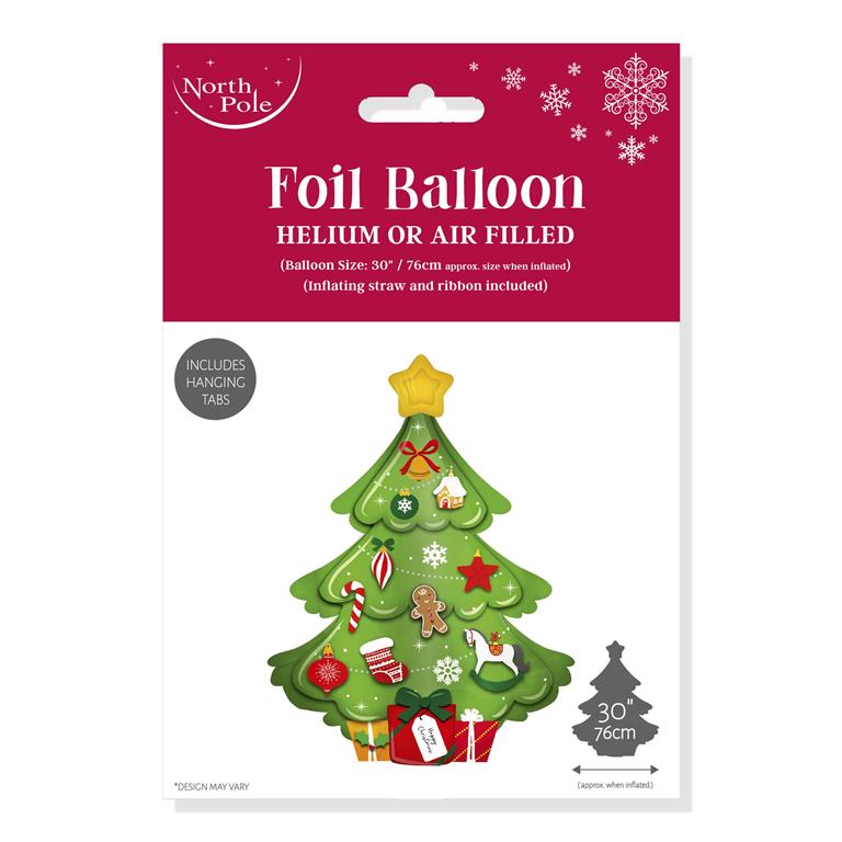 Christmas Tree Foil Balloon 74cm x 56cm - Click Image to Close