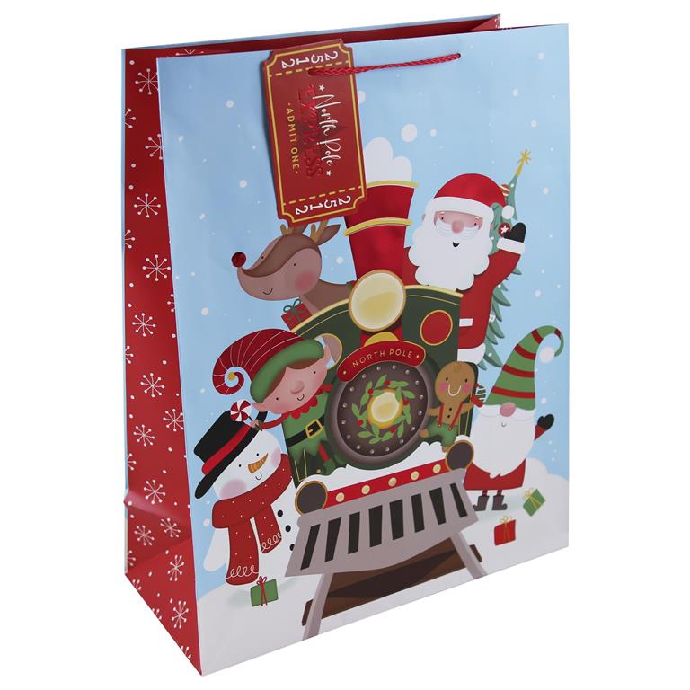 Christmas Santa Train Xl Gift Bag - Click Image to Close