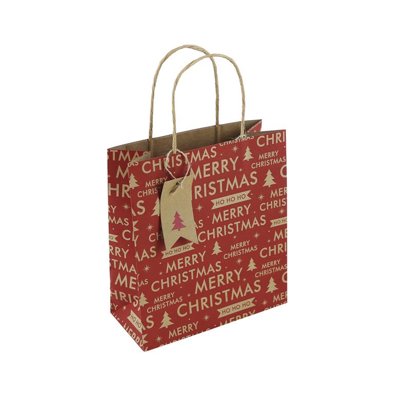 Christmas Red Kraft Text Medium Bag ( Merry Christmas ) - Click Image to Close