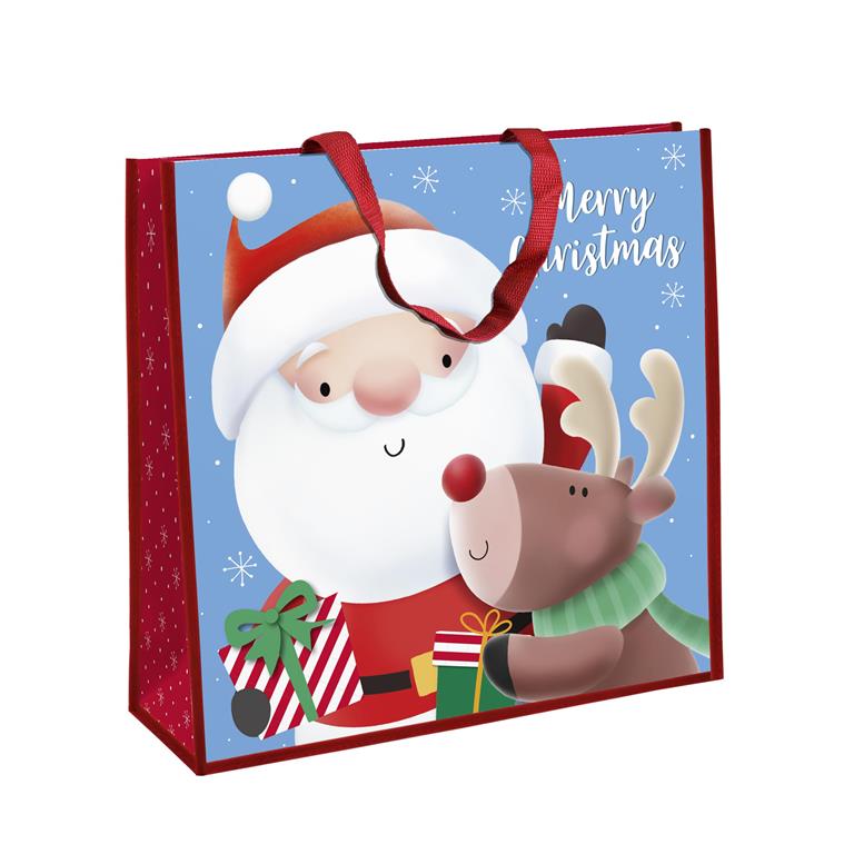Christmas Santa & Reindeer Jumbo Square PP Woven - Click Image to Close