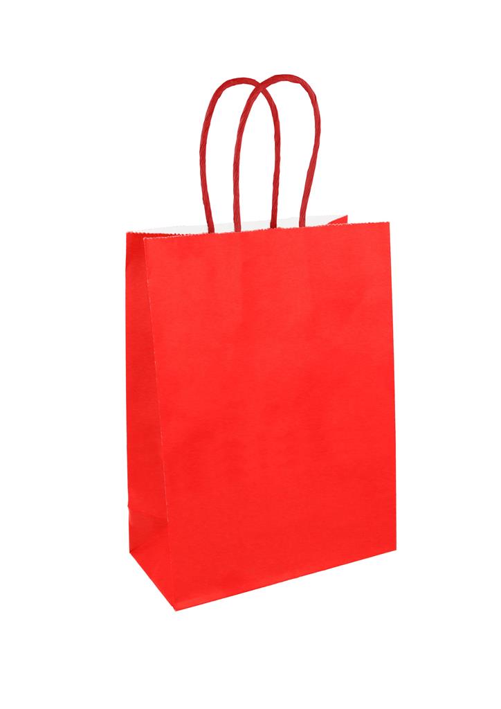 Red Paper Party Bag with Coloured Handles - Click Image to Close