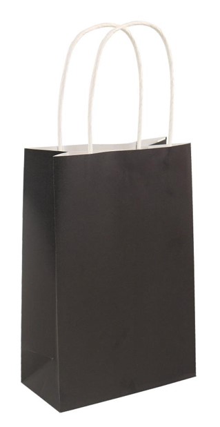 Black Paper Party Bag with Coloured Handles (16 x 22 x 8cm) - Click Image to Close