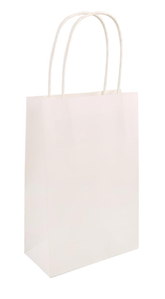 White Paper Party Bag With Handles 14cm x 21 cm x 7cm - Click Image to Close