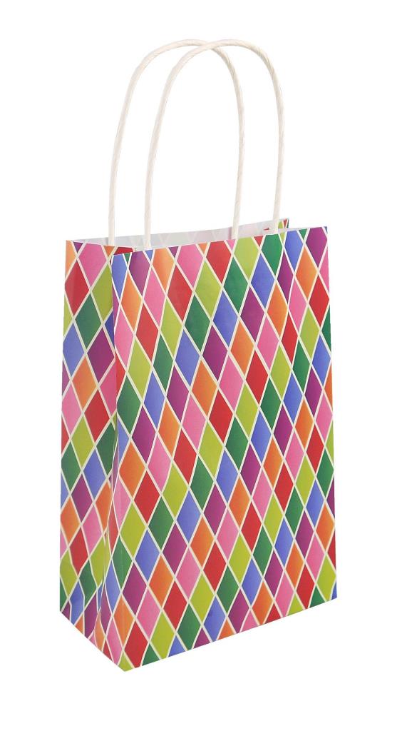 Harlequin Paper Party Bag With Handles 14cm X 21 cm X 7cm - Click Image to Close
