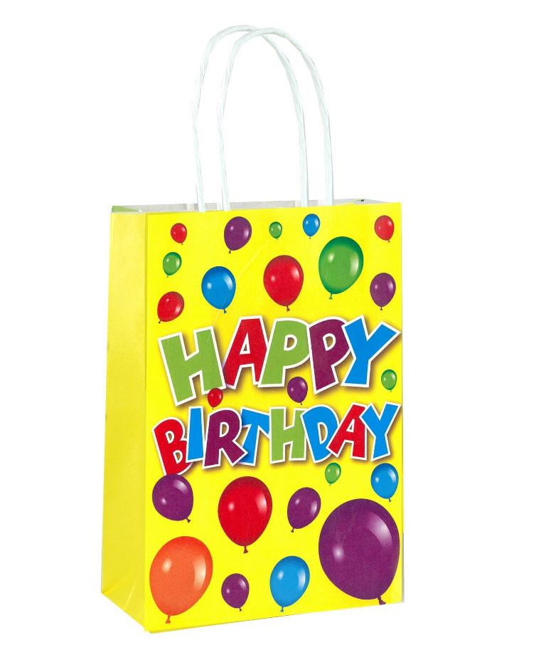 Happy Birthday Party Bag With Handles 14cm X 21 cm X 7cm - Click Image to Close