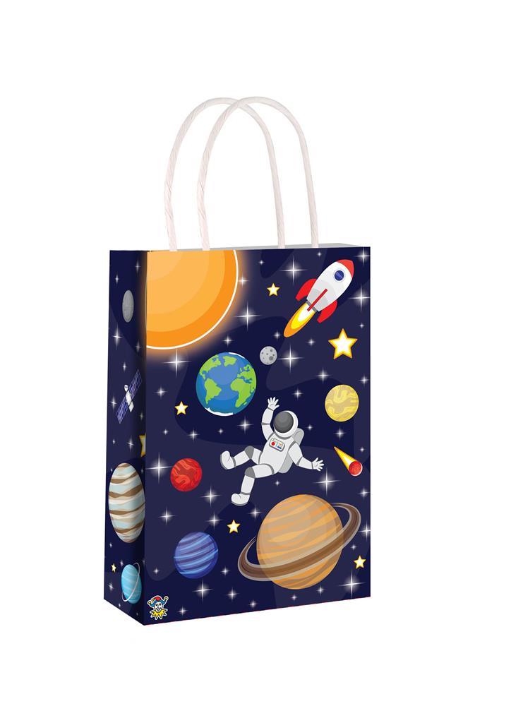 Space Paper Party Bag With Handles 14cm X 21cm X 7cm - Click Image to Close