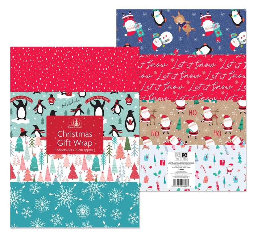 Christmas 8 Sheets Of Gift Wrap - Click Image to Close