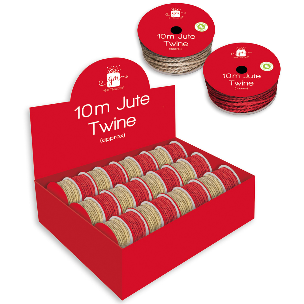 Jute Twine Red & Natural Cord 10m - Click Image to Close
