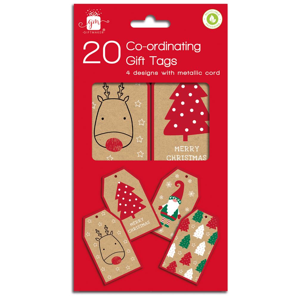 Christmas Co-ord Kraft Festive Fun Pack OF 20 - Click Image to Close