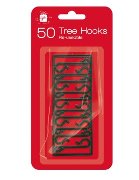 Christmas Plastic Green Tree Hooks Pack Of 50 - Click Image to Close