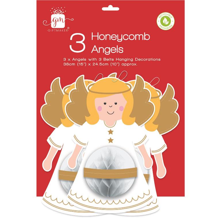 Christmas Honeycomb Angel 3 Pack - Click Image to Close