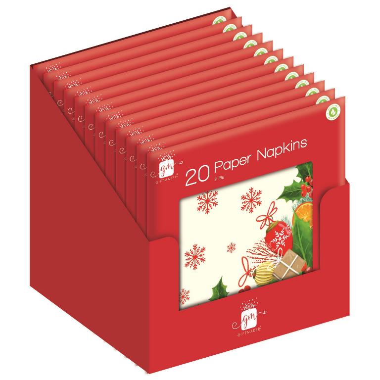 Christmas Napkins Traditional Pack Of 20 - Click Image to Close