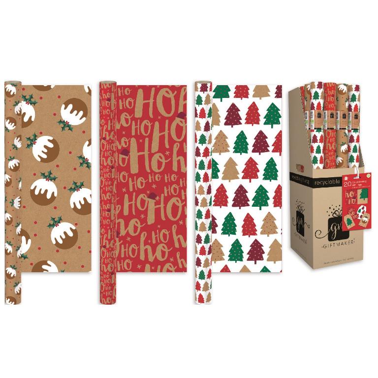 Christmas 2M Wrap Festive Kraft - Click Image to Close