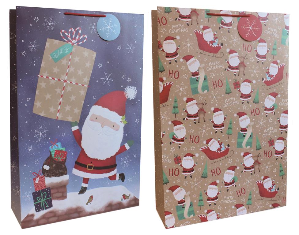 Gift Bag Christmas Santa/Santa Pattern Super Jumbo ( 46.5 X - Click Image to Close