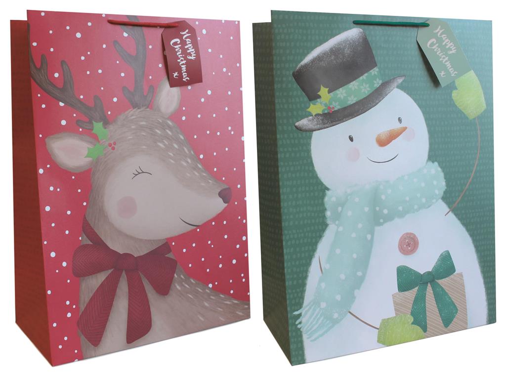 Gift Bag Christmas Reindeer/Snowman Jumbo ( 40.5 X 55.8 X 20cm ) - Click Image to Close