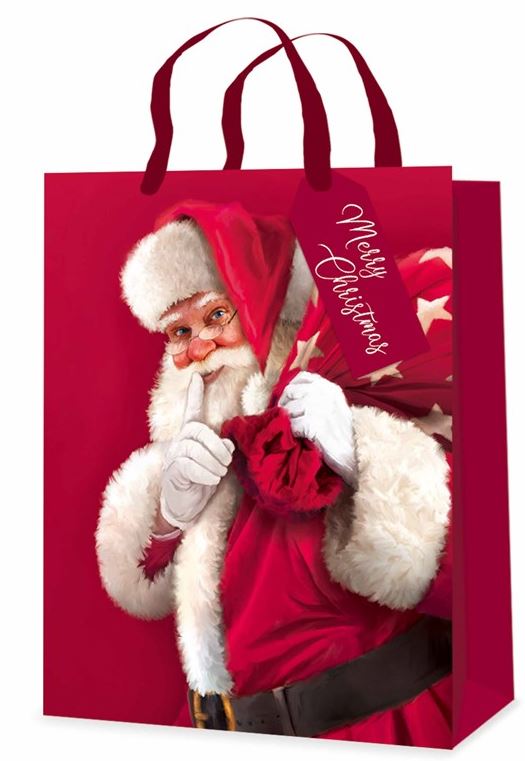 Gift Bag Christmas Traditional Santas Medium ( 18 x 23 x 10cm) - Click Image to Close