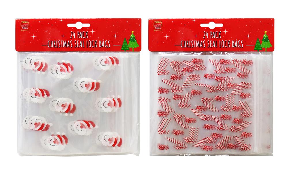 Christmas Seal Lock Bags 24 Pack 17 x 15cm - Click Image to Close
