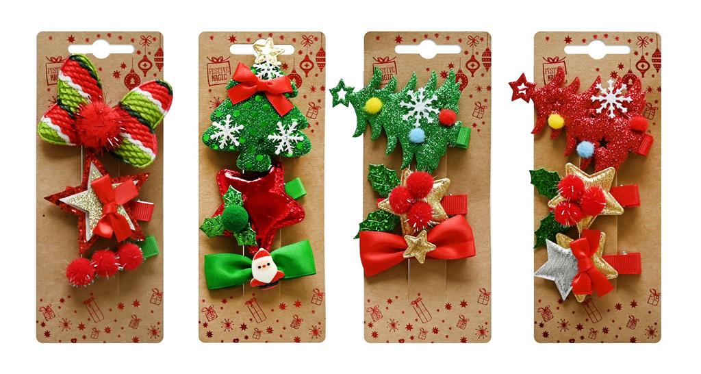 Hairclip Christmas Novelty 3Pk - Click Image to Close