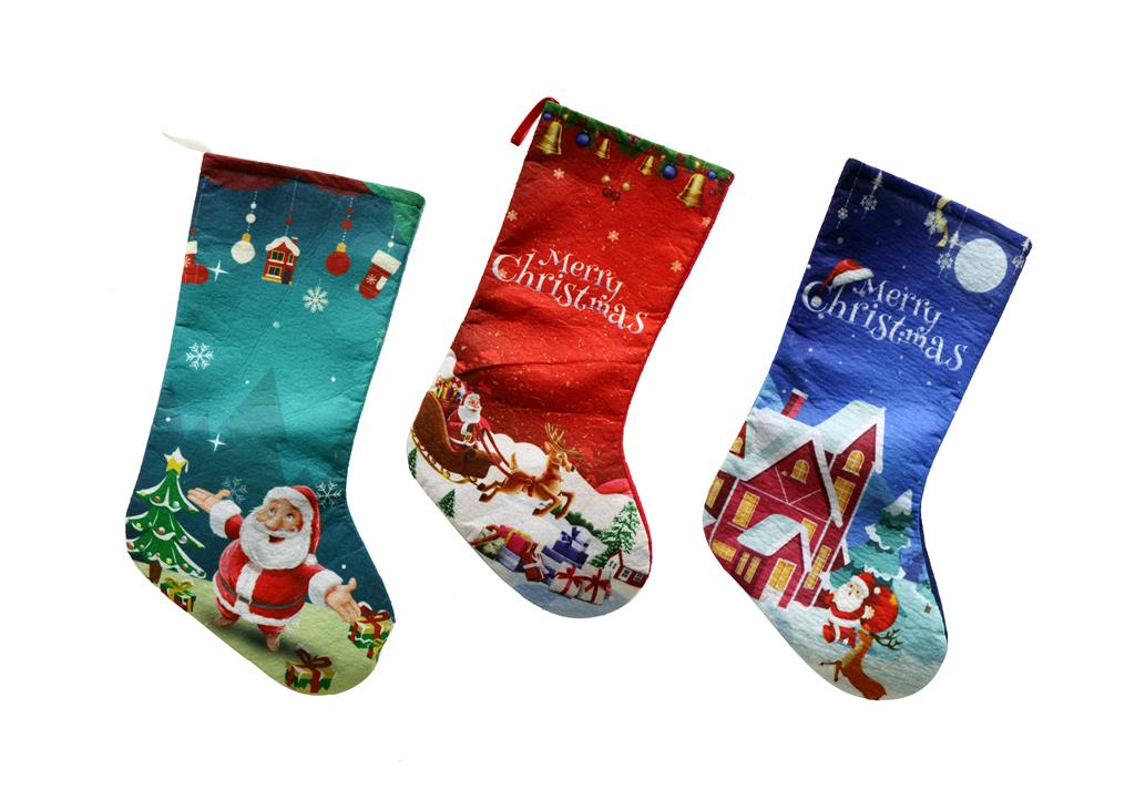 Printed Velveteen Stocking 26 x 43cm ( Assorted Designs ) - Click Image to Close