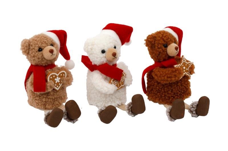 Christmas Teddy Bear Sitting Deco 18cm - Click Image to Close