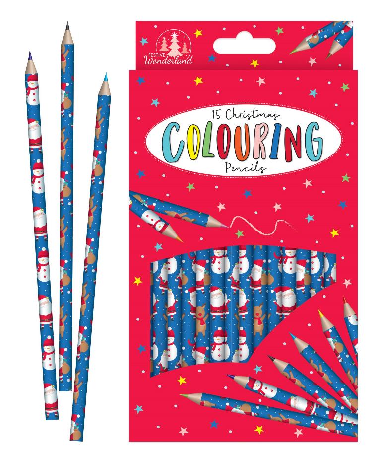 Christmas 15 Colouring Pencils - Click Image to Close