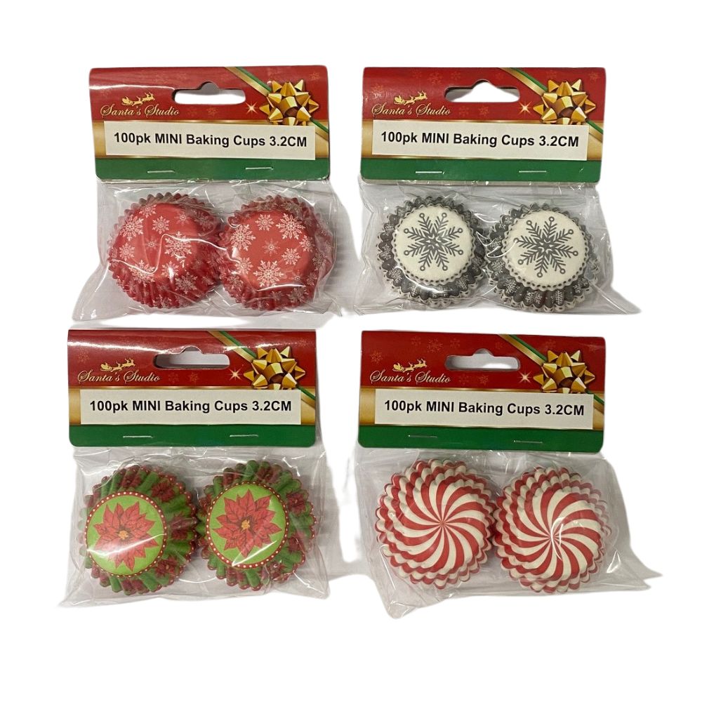 Mini Xmas Baking Cups 100 Pack - Click Image to Close
