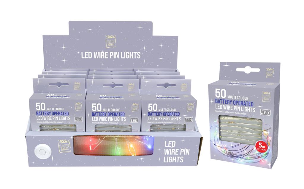 50 Battery Operated LED Wire Pin Starry Lights - 5m 50 Battery Operated LED Wire Pin Starry Lights - 5m