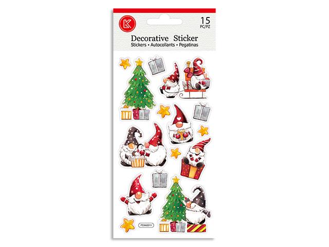 Christmas Puffy Gnome/Santa Stickers. Polybag W/Insert. - Click Image to Close