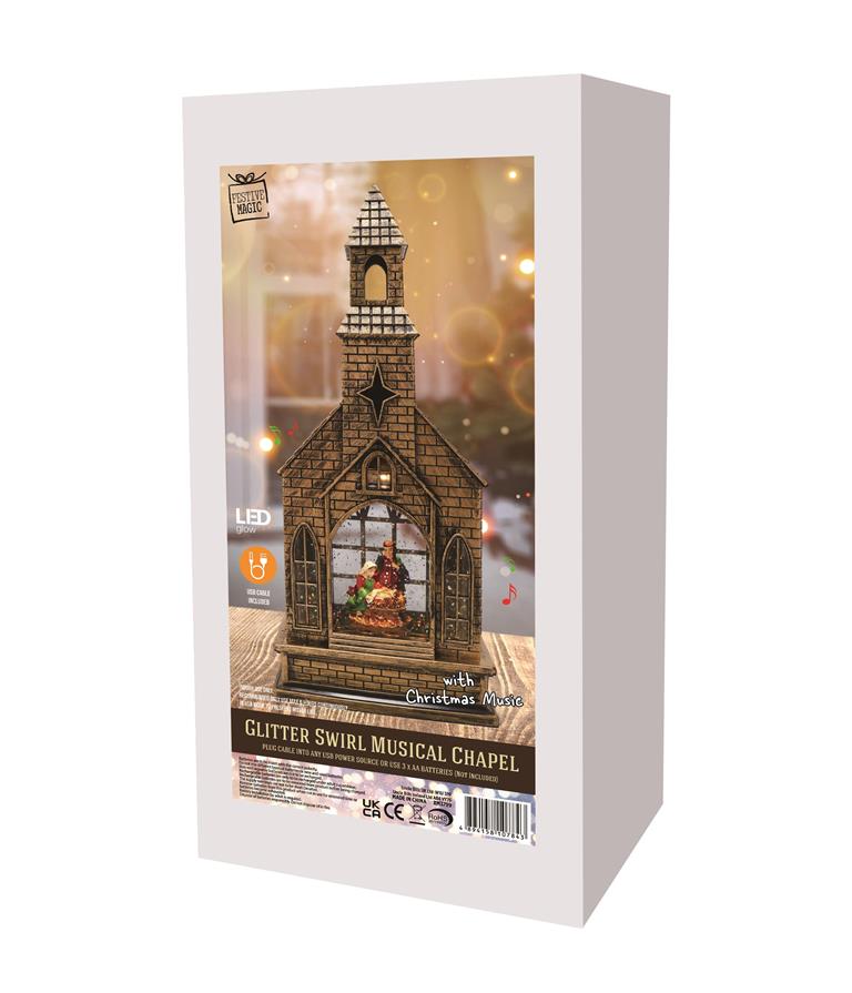 Swirl Musical Church Nativity Led USB - Click Image to Close