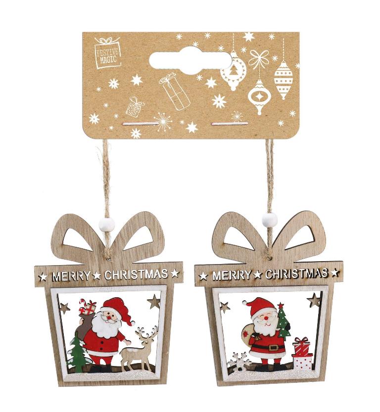 Hanging Deco Santa Present 11cm ( Assorted Design ) - Click Image to Close
