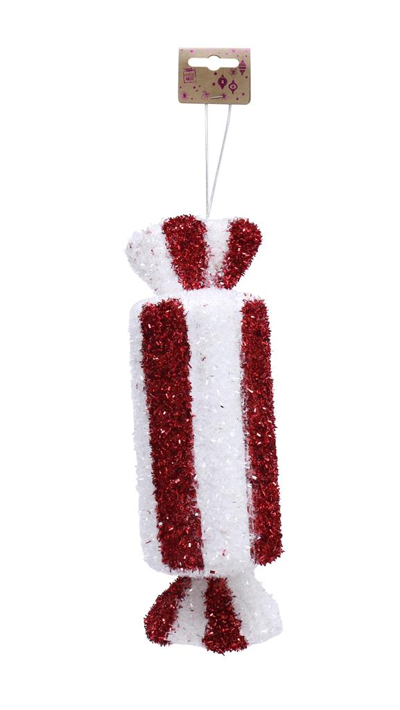 Christmas Hanging Tinsel Candy 33cm - Click Image to Close
