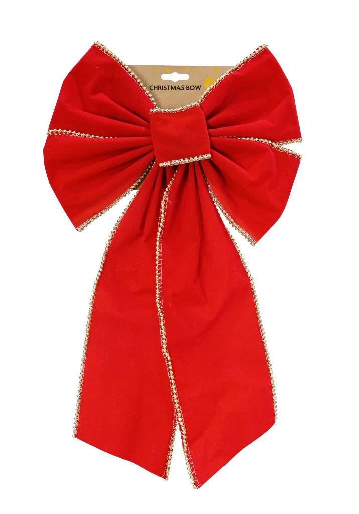 FLOCKED BOW BEADED 30.5x52cm - Click Image to Close