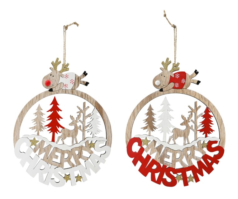 Merry Christmas Plaque With Reindeer - Click Image to Close