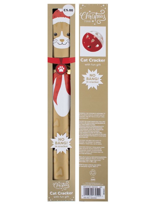 Christmas Pet Cat Gold 14" Cracker - Click Image to Close