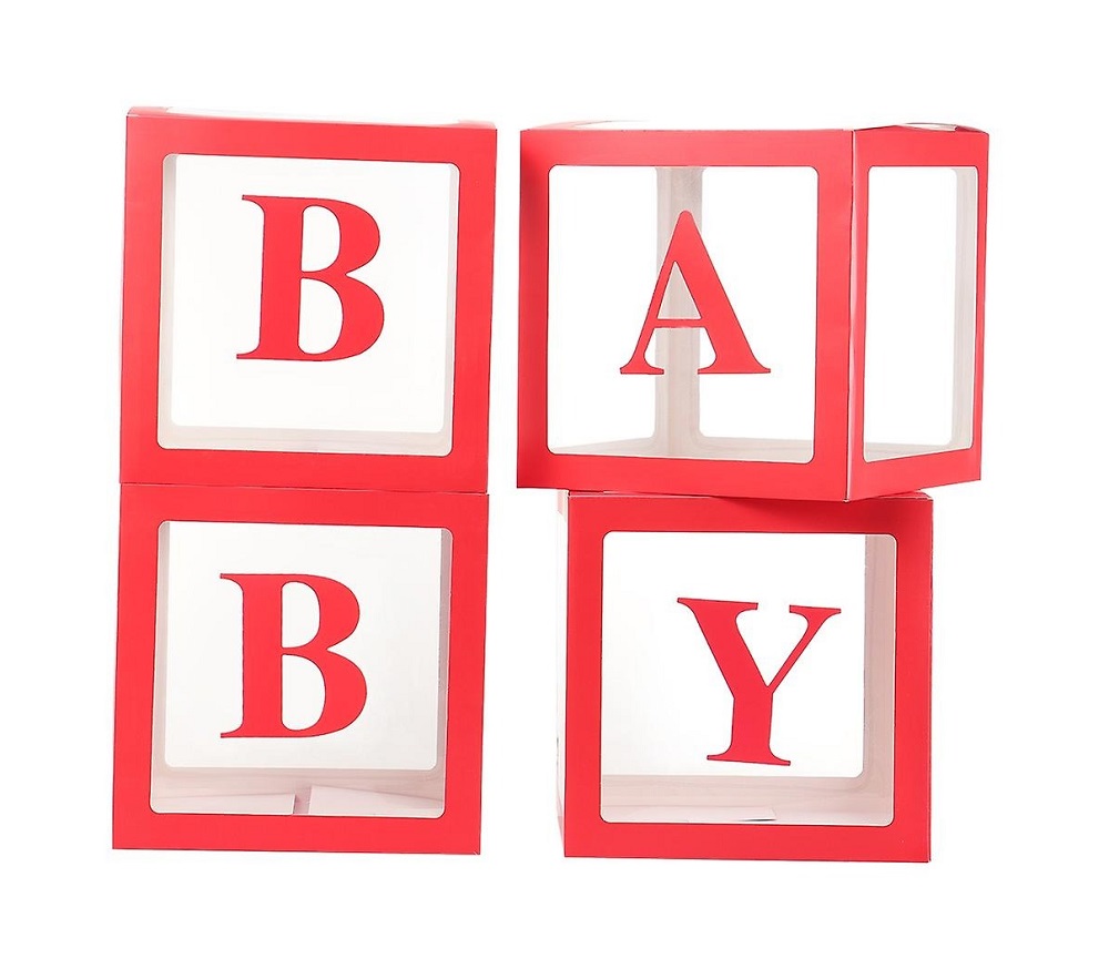 Set Of 4 Red Baby Balloon Boxes 30cm X 30cm - Click Image to Close