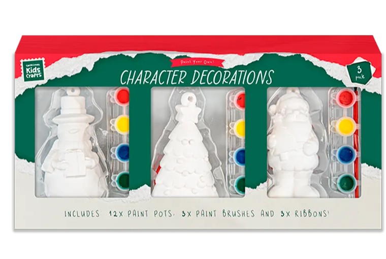 Christmas Paint Your Own Plaster Character Decorations 3pk - Click Image to Close