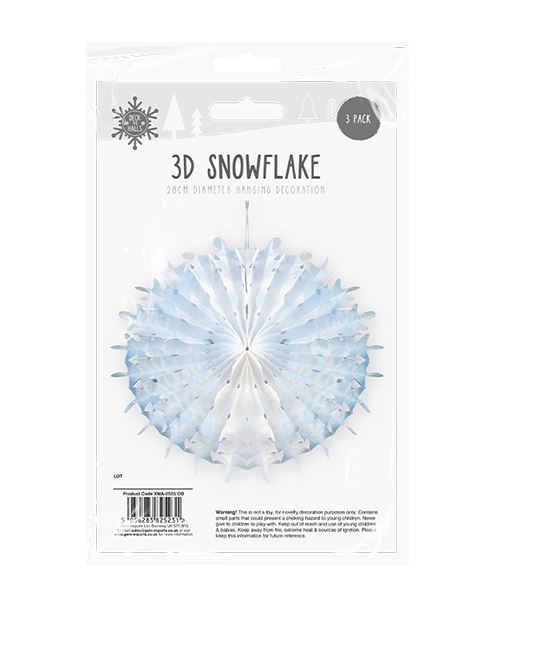 Christmas Paper Snowflakes - 3 Pack - Click Image to Close