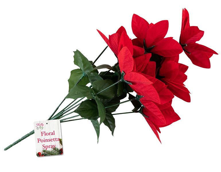 Poinsettia Flower Christmas Spray - Click Image to Close