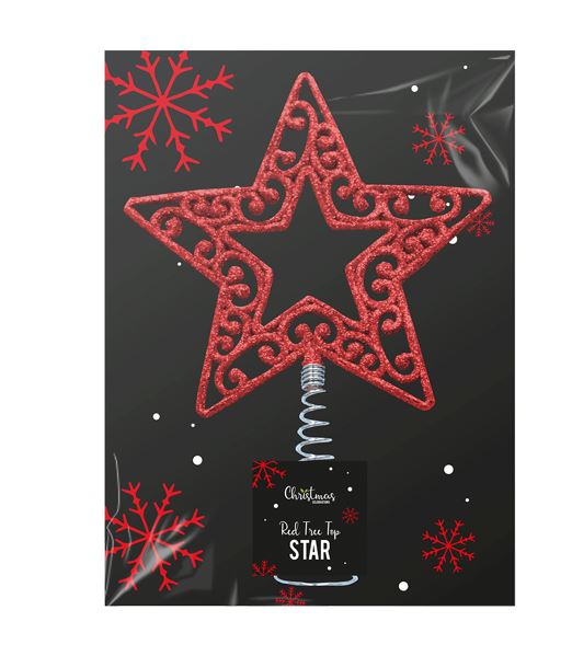 Red Tree Top Star 14cm - Click Image to Close