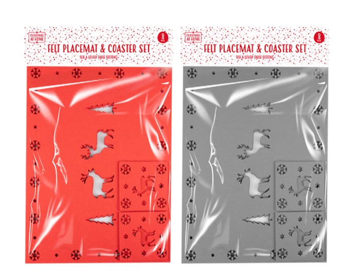 Christmas Felt Placemat & Coaster Set ( 8 Pack ) - Click Image to Close