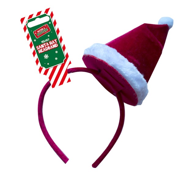 Christmas Headband Velvet Santa Hat - Click Image to Close