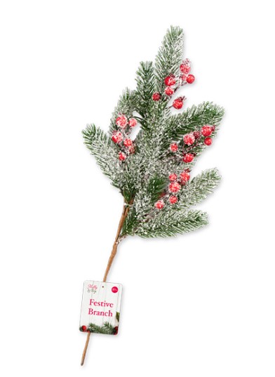 Artificial Frosted Berry Branch 50cm - Click Image to Close