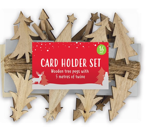 16 Peg Wooden Card Holder Set - Click Image to Close