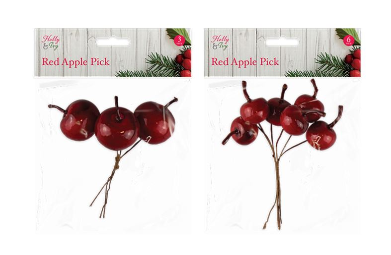 Christmas Artificial Apple Picks - Click Image to Close