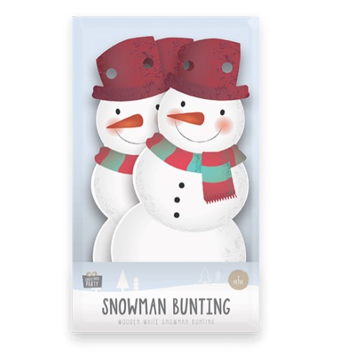 Wooden Snowman Bunting 2m - Click Image to Close