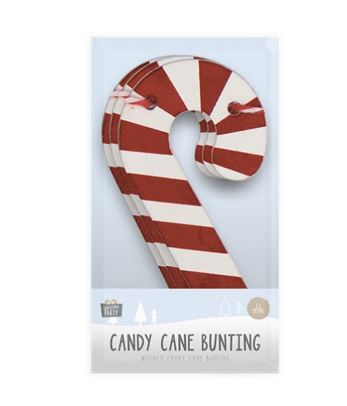 Wooden Candy Cane Bunting 1.5M - Click Image to Close