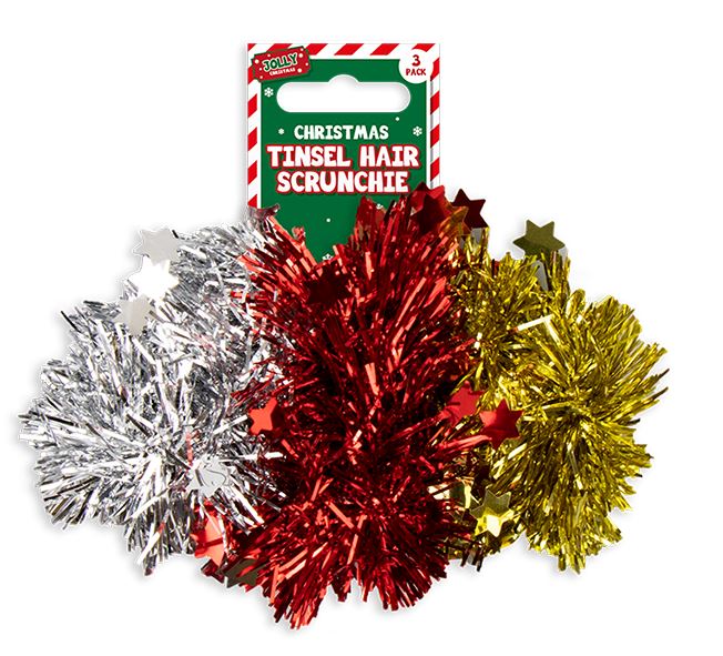 Tinsel Hair Scrunchies 3 Pack - Click Image to Close
