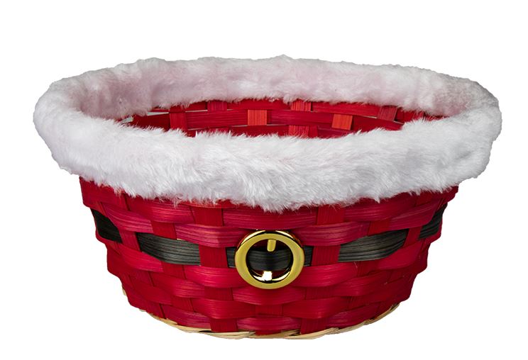 Santa Bamboo Basket 24cm x 11cm - Click Image to Close