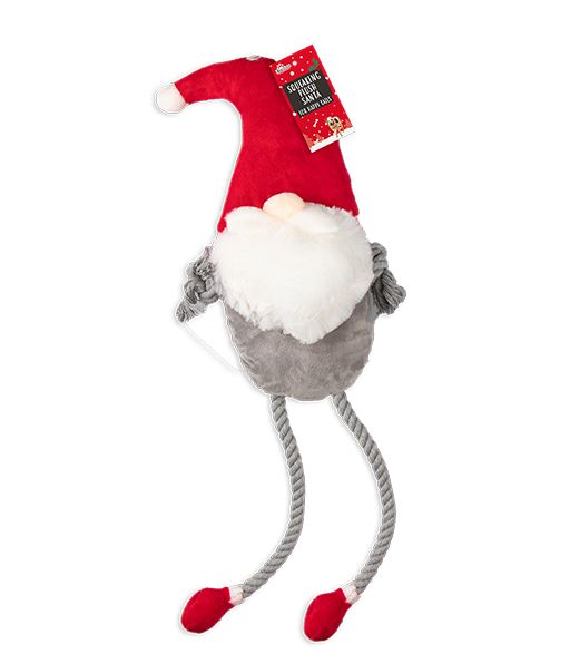 Christmas Squeaking Plush Santa Dog Toy - Click Image to Close
